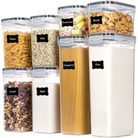 CARLA HOME 8 Piece Airtight Food Storage Containers Set with Lids & Labels for Kitchen Storage