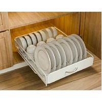 CARLA HOME Pull Out Dish Rack for Kitchen Cabinet with Slide Out Drawer Organizer for Plates, Bowls & Utensils