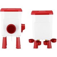 CARLA HOME Automatic Chicken Feeder Waterer Set with 8KG Food 7L Water Capacity for Coop, Chickens, Ducks, Quails (Red)