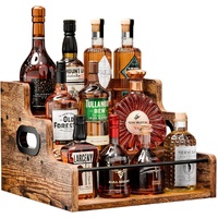 CARLA HOME 3-Tier Liquor Bottle Display Shelf Rack Bar Organizer for Whiskey, Wine, Coffee Syrups, Spirits & Bottles