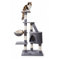 CARLA HOME 120cm Cat Tree for Indoor Cats with Condo, Hammock & Plush Perchfor for Kittens & Adult Cats