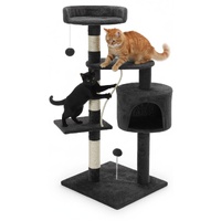 CARLA HOME 140cm Cat Tree for Indoor Cats with Plush Perch, Sisal Scratching Posts & Condo for Kittens & Adult Cats (Dark Grey)