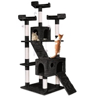 CARLA HOME 180cm Cat Tree Tower for Indoor Cats with Dual Condos, Plush Perches, Sisal Scratching Posts & Ramps for Kittens & Adult Cats (Black)