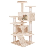 CARLA HOME 134cm Cat Tree Tower for Indoor Cats with Plush Perches, Dual Condos, Natural Sisal Scratching Posts & Ramp for Kittens & Adult Cats (Beige