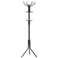 Metal Coat Rack Stand Hat Hanger, Black, 182cm