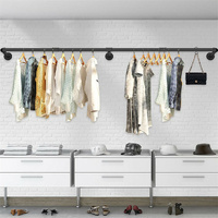 Industrial Iron Pipe Clothes Rail Vintage Wall Shelf