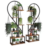 6 Tier Corner Plant Stand Metal & MDF Ladder Shelf Rack