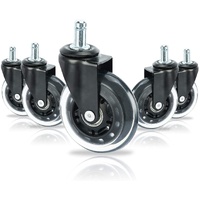 3 Swivel Rollerblade Chair Wheels, 7/16 Stem, All Floors - 5 Pack