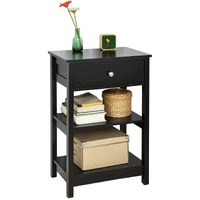 Tuscaloosa Black Bedside Table with 1 Drawer and 2 Shelves