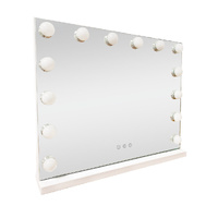 LED Beauty Mirror with 14 Bulbs, Colour Settings, USB A and USB C, White, 50 × 42cm