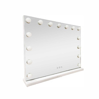 LED Beauty Mirror with 15 Bulbs, Colour Settings, USB A and USB C, White, 58 × 48cm