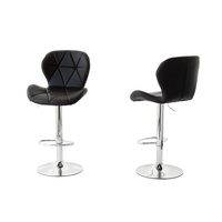 2 Comfortable Bar Stools (Black) w/ Adjustable Height, 90-112cm