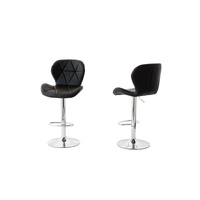 2 Comfortable Bar Stools (Black) w/ Adjustable Height, 90-112cm