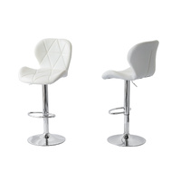 2 Comfortable Bar Stools (White) w/ Adjustable Height, 90-112cm