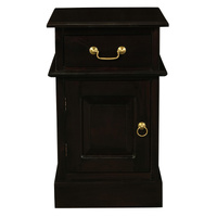 Tasmania 1 Solid Door 1 Drawer Bedside (Chocolate)