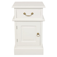 Tasmania 1 Solid Door 1 Drawer Bedside (White)