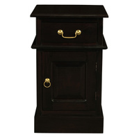 Tasmania 1 Solid Door 1 Drawer Bedside (Chocolate)