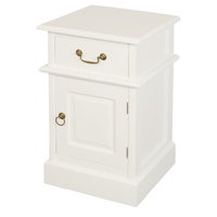 Tasmania 1 Solid Door 1 Drawer Bedside (White)