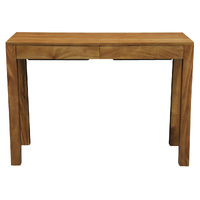 Amsterdam Solid Mahogany Timber 2 Drawer Desk (Light Pecan)