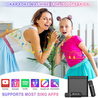 Black Karaoke Machine with 2 Wireless Microphones Bluetooth-Compatible 5.0 for Parties