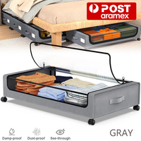 Gray Square Under-Bed Storage Rack with Wheels Sturdy Easy to Move for Bedroom AU