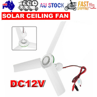 12V Ceiling Fan Portable Solar Power 3 Blade 0.7AMP Caravan Camping Outdoor