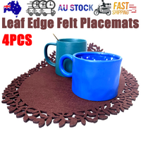 4Pc Leaf Edge Felt Placemats Heat Insulation Coffee Cup Mat Table Decor At First