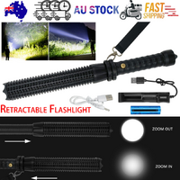 Baseball LED Flashlight Rechargeable Zoom Police Security Torch Baton Lamp Light