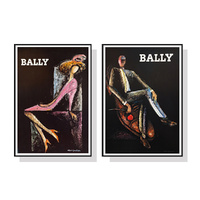 Wall Art 50cmx70cm Bally Man & Woman 2 Sets Black Frame Canvas