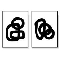 40cmx60cm Black and White 2 Sets Black Frame Canvas Wall Art 