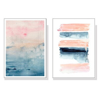40cmx60cm Abstract Pink 2 Sets White Frame Canvas Wall Art 