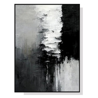 50cmx70cm Abstract Black White Artwork Black Frame Canvas Wall Art
