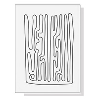 80cmx120cm Black And White Lines White Frame Canvas Wall Art