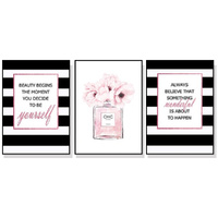 60cmx90cm Fashion Prints 3 Sets Black Frame Canvas Wall Art