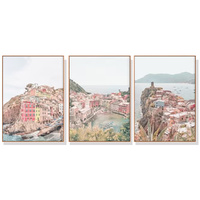 80cmx120cm Italy Cinque Terre 3 Sets Wood Frame Canvas Wall Art 