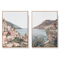 60cmx90cm Italy Positano 2 Sets Wood Frame Canvas Wall Art