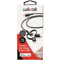 Walk n Talk 3in1 Charge & Sync Cable/USB-C/Micro USB