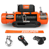 ZESUPER 12V Electric Winch 14500lbs Synthetic Rope Wireless Remote ATV UTV 4WD