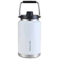 Baumr-AG 3.8L Double Wall Insulated Stainless Steel Water Bottle, Drink Jug with Handle, White