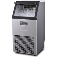 POLYCOOL Commercial Ice Maker Machine, up to 60kg/24hr, Timer & Self Cleaning Programs