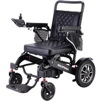 EQUIPMED Electric Folding Wheelchair, Folding, Long Range, Aluminium Frame, Lithium Battery, Black