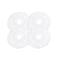 4x Kitchee Microfibre Mop Head Replacement for Kitchee Spin Mop - White Round