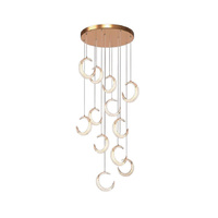 BAMDECOR Moon Stair Chandelier Golden Luxury Villa Duplex Staircase Chandelier Apartment Revolving Loft Hollow Living Room (Dimmable Control)