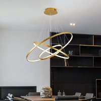 BAMDECOR 18801 Modern LED Chandelier, Dimmable Pendant Light with Remote Control Rings Round Ceiling Lighting Fixture 3 Color Temperatures Contemporar