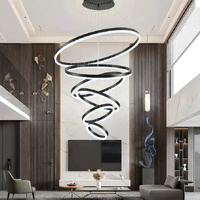 BAMDECOR A18815 Nordic Home Decor Dining Room Pendant lamp lights Ceiling Lamp Hanging Light Chandelier Lamps (6 Rings-Black)