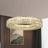 BAMDECOR C3332/1  Round Luxury Crystal Chandelier Modern LED Crystal Chandelier LED Ring Pendant Light Stainless Steel Ceiling Lamp Hanging Lights,for