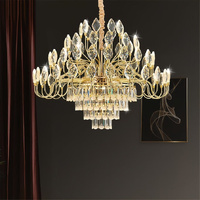 BAMDECOR C3347 Modern Luxury Crystal-leaf Chandelier LED Fashion Creativity Pendant Ceiling Lights(80cm-Gold)
