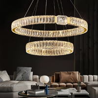 BAMDECOR C3319 Modern Crystal Chandeliers Lighting Fixtures Contemporary Round Chandelier Lighting Fixtures Crystal Pendant Ceiling Lights(Gold-80+60c
