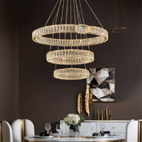 BAMDECOR C3319 Modern Crystal Chandeliers Lighting Fixtures Contemporary Round Chandelier Lighting Fixtures Crystal Pendant Ceiling Lights(Gold-80+60+