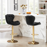 SERENITà Swivel Bar Stools Set of 2 Counter Height Barstools with Back Velvet Upholstered Adjustable Stool Chair Mid Century Modern Bar Stool for Kitc